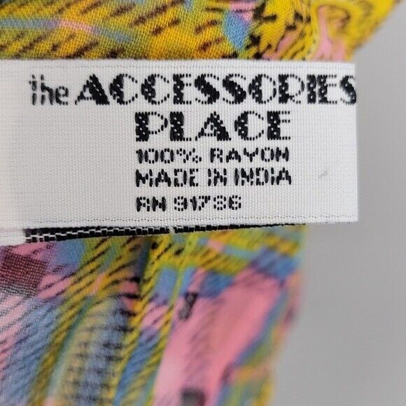 Lightweight Silky Feeling Chiffon Rayon Scarf Pink Plaid Barroque 54 by 12 y2K - Picture 5 of 5